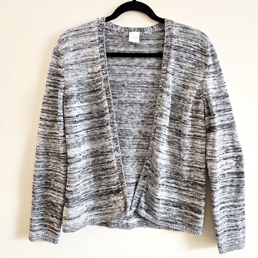 MAXMARA LEISURE | M Open Front Cardigan | white grey blue